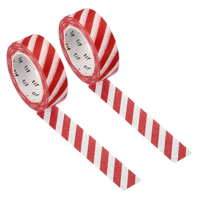 Cinta holográfica Washi de 0,59 pulgadas x 10,93 yardas, patrón de rayas de 2 rollos, roja Foto 1 de 4