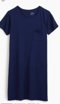 NWT $70 J.Crew Garment-Dyed Pocket T-Shirt Dress S JCrew T-Shirt Dress NAVY - Image 1 of 4