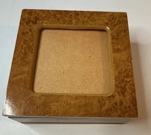 Mother's Gift Jewelry Box with Photo Frame 4.5 X 4.5” Wooden “Burl Wood” Effect - Picture 1 of 11