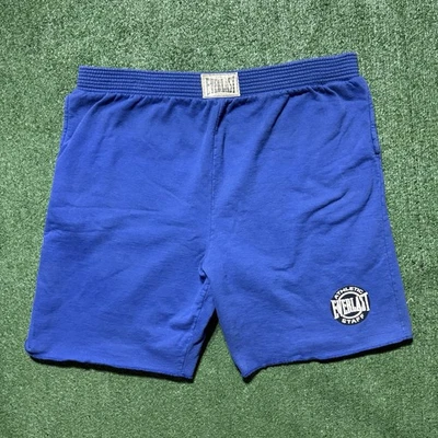 Shorts masculino vintage Everlast EUA azul academia treinamento atlético boxe tamanho grande - Imagem 1 de 4