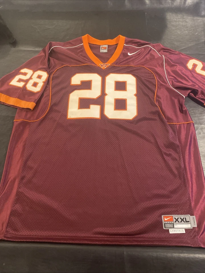 Vintage Nike Virginia Tech Hokies Jersey Mens 2XL Maroon Red Orange Athletic #28 - Image 1 of 4