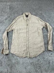 J Crew Shirt Mens Medium Beige Linen Button Down Long Sleeve Summer Casual - Picture 1 of 8