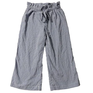 Joie Pants Women XL Blue Gingham Check Wide Leg Crop Capri Paperbag Cottagecore - Picture 1 of 22
