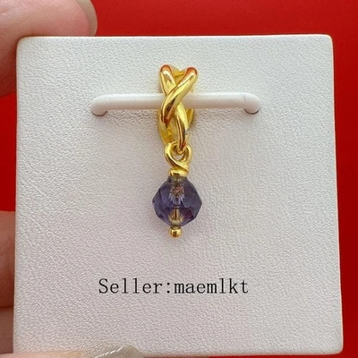 Dije círculo de eternidad púrpura de febrero para pulsera, dije de piedra de nacimiento Foto 1 de 2