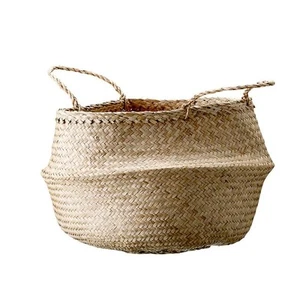 Large Beige Collapsible Seagrass Basket with Handles - Picture 1 of 7