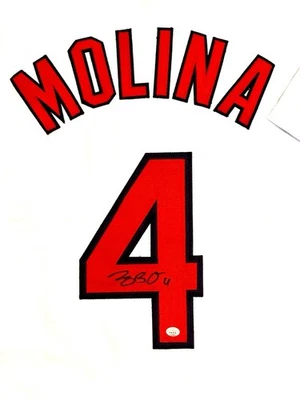 Camiseta de béisbol personalizada firmada por Yadier Molina de los Cardenales de San Luis con certificado de autenticidad Foto 1 de 4