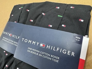 Tommy Hilfiger Woven Boxers 2 Pairs Size M 32-34 Black Gold Text - Picture 1 of 2