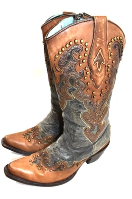 Botas Corral C3787 Almendra Láser y Bordado Cremallera Mujer’s Talla 9 M Foto 1 de 4