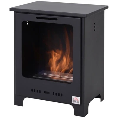 HOMCOM Freestanding Bio-Ethanol Fireplace Black 1.5L Tank Up To 3 Hour Burn Time - Image 1 of 4
