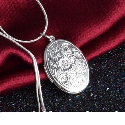 925 Silber PL Anhänger zum öffnen Medaillon Amulett 2Fotos Medallion aufklappbar - Bild 1 von 4