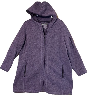 LL Bean Suéter Polar Abrigo Chaqueta Mujer 2X Plus Cremallera Completa Capucha Bolsillos Exterior Foto 1 de 4