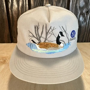 Vintage ICI Seeds Hat Canadian Goose Geese K Products 80s 90s Gray Canvas Farm - Picture 1 of 12