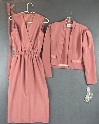 Chaqueta de Vestido de Colección Ferrali by Phillipe Talla 10 Nueva con Etiquetas Rosa Cinturón Cambio Sin Mangas Rodilla Foto 1 de 4