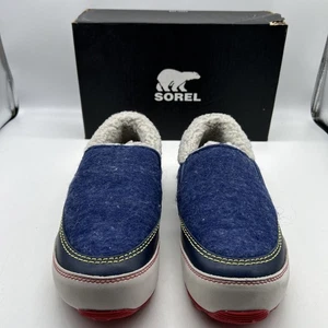 Sorel Mackenzie Holiday Slip Wool Shoes, Blue Women's Size 8 - Picture 1 of 18