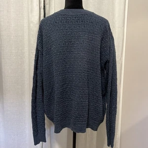 Oscar De La Renta Sweater Mens L Blue Crew Neck Cable Knit Pullover - Picture 1 of 6