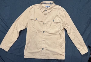 Chaqueta Camisa Banana Republic Hombres L Caqui Elastizada Sarga Utilidad Abotonada - Imagen 1 de 6