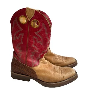 Justin Frontier 11” Wide Square Toe Boots Mens Size 9.5 EE Tan Red Leather - Picture 1 of 9