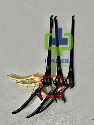 Set of 3 Aesculap Ceramic Coated Detachable 3 4 5mm 40 degree 8 Kerrison Rongeur - Image 1 of 3