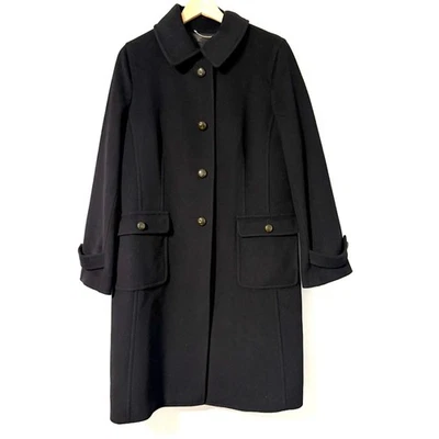 Talbots Women's Black Wool Blend Button Front Coat Size 14 Angora Cashmere - Image 1 of 4