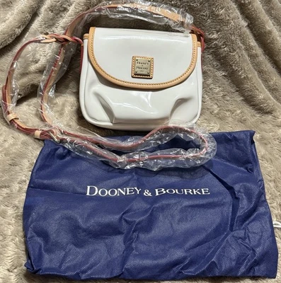 Dooney & Bourke Cream Patent Leather Small Shoulder Crossbody Bag Purse, NEW - Image 1 of 4
