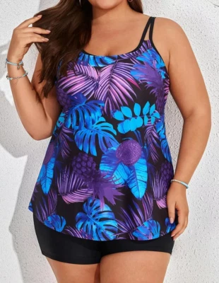 Hanna Nikole Women Tummy Control Tankini Plus Size Two Piece Swimsuit High Waist - Image 1 of 4