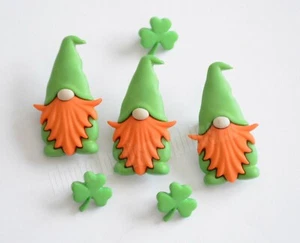 Irish Gnomes & Shamrocks / Shank Back Craft Embellishments / St. Patrick's Day - Picture 1 of 2