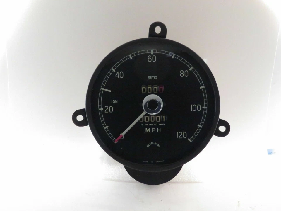 Velocímetro 120 MPH NOS marca Smiths para Jaguar 2,4 L 1955-1959 51-116-303-00 Foto 1 de 2