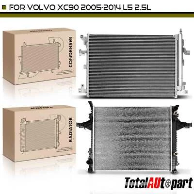 Kit de refrigeração de radiador e condensador CA de alumínio para Volvo XC90 2005-2014 L5 2,5L - Imagem 1 de 4