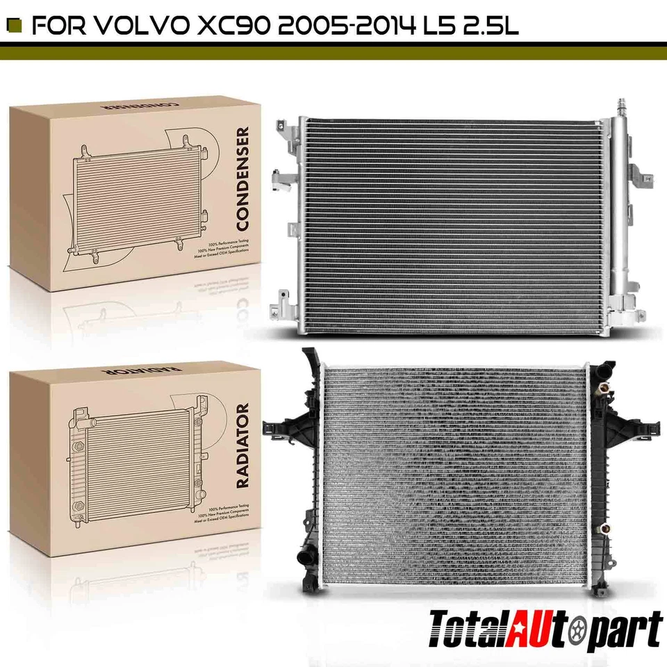 Kit de refrigeración de radiador y condensador de CA de aluminio para Volvo XC90 2005-2014 L5 2,5 L Foto 1 de 4