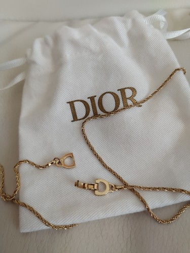 Collana Catena Vintage Christian Dior Tono Oro Firma Corda Fibbia CD Lunga 24