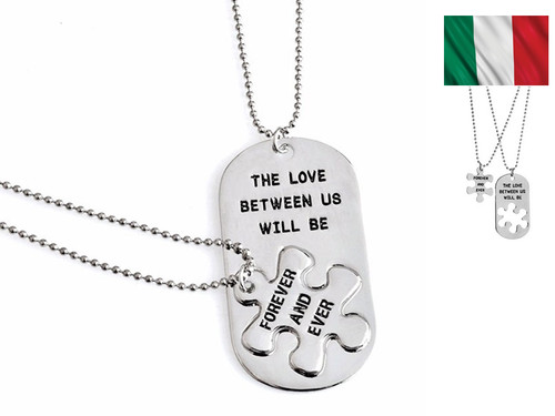 COLLANA DOPPIO CIONDOLO PENDENTE CATENINA PUZZLE LOVE REGALO AMORE SAN VALENTINO