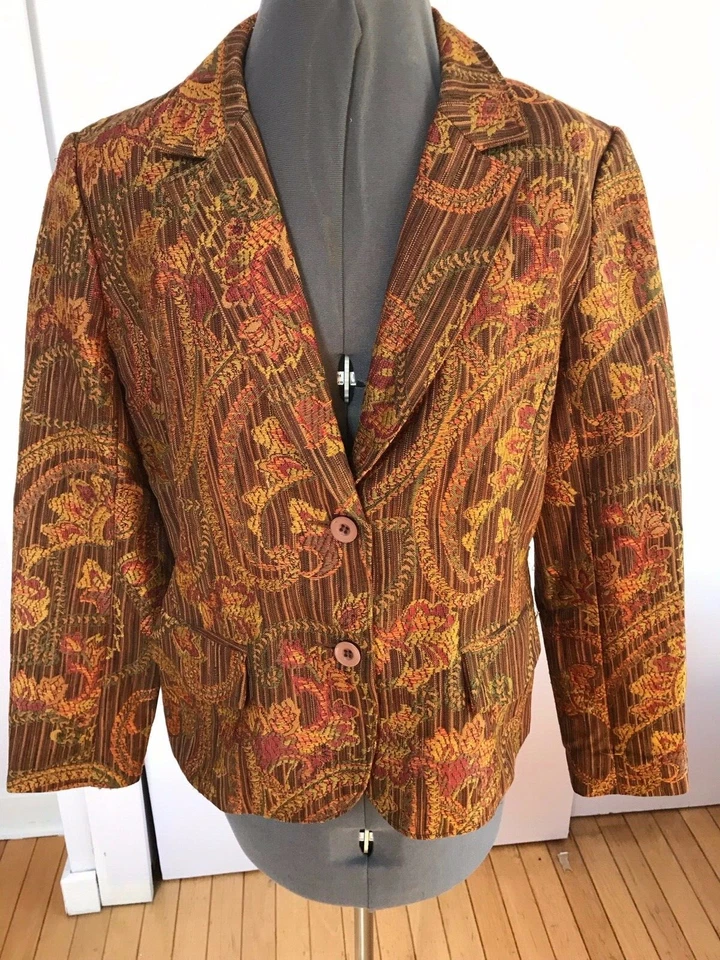 Chadwick's Mujer Tapiz Multicolor Estampado Floral Blazer Carrera Talla M Foto 1 de 4