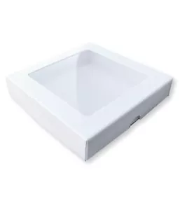 5 WHITE 5 x 5 X 1 INCH GIFT BOXES WITH WINDOW LID,GREETING CARDS,BOOKS,JEWELLERY - Picture 1 of 3