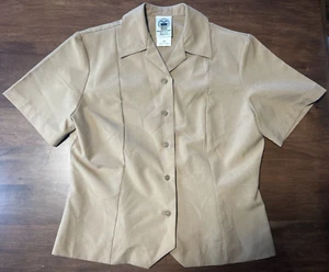 Defense Logistics Agency Shirt Womens 14P Button Up Military Beige Cotton Blend - Picture 1 of 5
