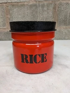 Vintage Large Red Enamel RICE pot container tub with lid Cup Made In Poland 2 - Picture 1 of 5