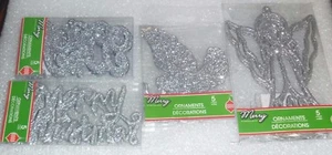4 Packs of  5 Glittery Silver Ornaments With Boxes By Merry 4 Styles - Picture 1 of 6