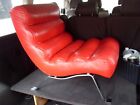 Stunning Red Leather & Chrome Chair / Lounger