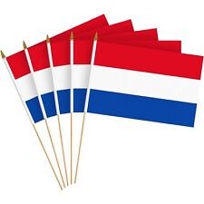 G128 24 Pack Handheld Netherlands Dutch Stick Flags 8x12 In Printed 150D Poly