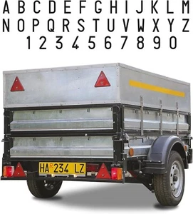 LETTERE NERE NUMERI ADESIVE ADESIVI PER TARGA RIPETITRICE RIMORCHI AUTO CAMION - Foto 1 di 41