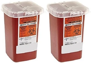 Paquete de 2 - Medline 1 cuarto de cuarto de cuarto de galón contenedor eliminación de agujas de riesgo biológico tatuaje - Imagen 1 de 2