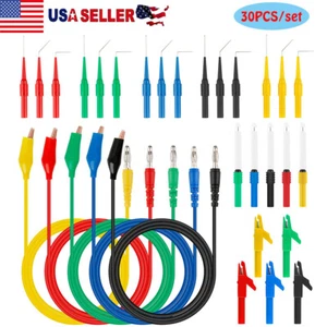 30PCS Automotive Back Probe Kit Multimeter Test Leads Wire Identified Probe Tool - Foto 1 di 9