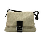 Auth FENDI Zucca Mamma Baguette Shoulder Bag Beige/Brown Canvas/Leather - z0623