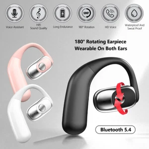Open-Ear Bluetooth 5.4 Headphones Wireless Earbuds Sport Headset Ear-Hook - Picture 1 of 25