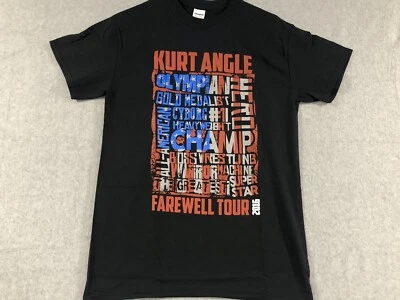 Camiseta de lucha libre Kurt Angle Farewell Tour Impact pequeña negra 2016 TNA Foto 1 de 4
