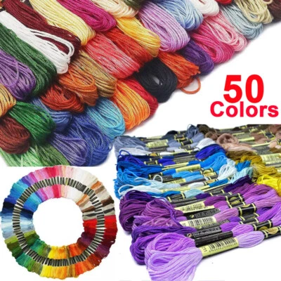 50 Skeins 100% Cotton Embroidery Thread Bundles Cross Stitch Thread Floss Cotton - Image 1 of 4