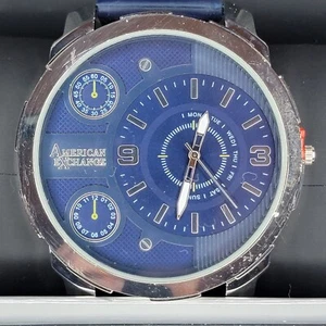 American Exchange Men's Watch - Blue Band With Large Face And Box - Picture 1 of 10