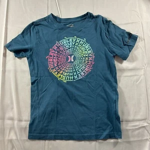 Hurley T Shirt Girls Size Medium Blue Short Sleeve Logo Wheel - Picture 1 of 7
