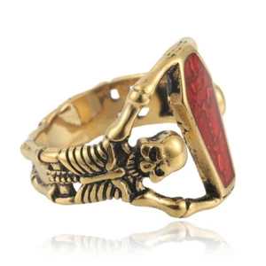 Mens Skull Ring Stainless steel Hip Hop Gothic Ring Vintage Size 7-12 - Picture 1 of 8