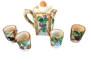 1950's Ceramic Citrus Juice Set Reamer Pitcher with 4 Glasses Made in Japan - Picture 1 of 10