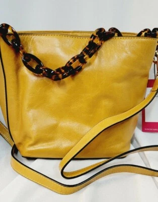 Vince Camuto кожаная Дамская сумка ведро черепаха цепочка ремень подиум верблюд Carmel  - Изображение 1 из 4